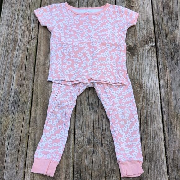Carter's Other - Carter's 3T Girls Coral Floral Short Sleeve And Long Pants Pajama Set